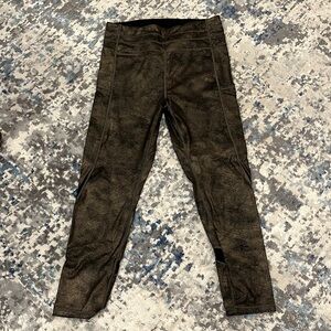 Zyia Active Distressed Copper Pocket Drawstring Luxe Leggings Size:8-10